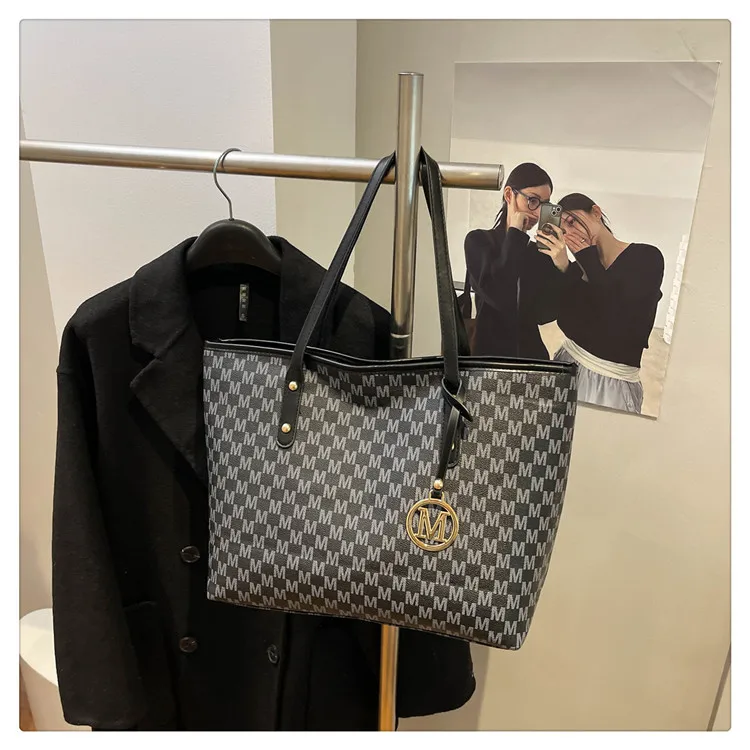 Große Kapazität Pendler-Tragetaschen Modische bedruckte Pu-Leder-Handtasche für Frauen College-Studenten Klasse Handtaschen Schultertasche – Detail 23