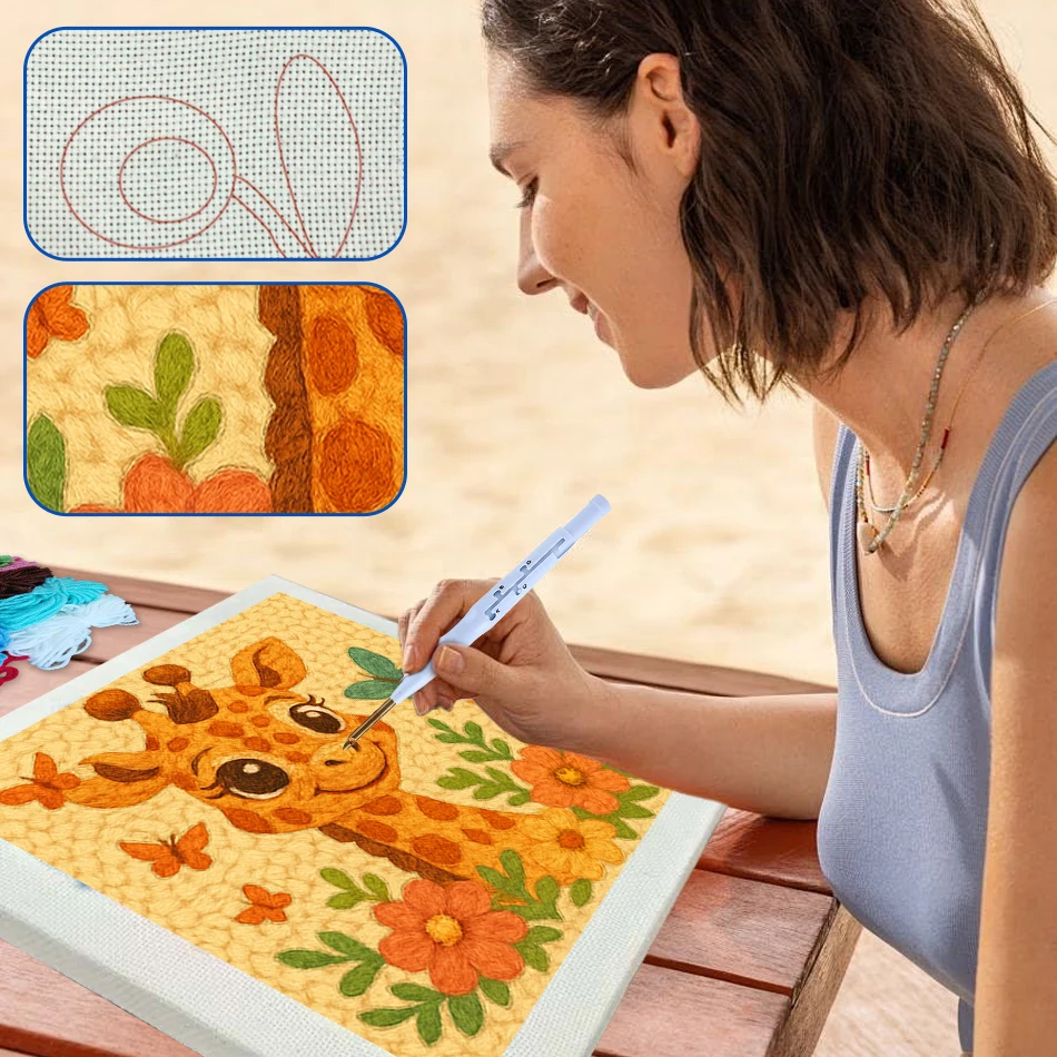 

GATYZTORY embroidery punch needle starter kit animals 25x25cm embroidery and creativity punch needle package Sewing kits crafts