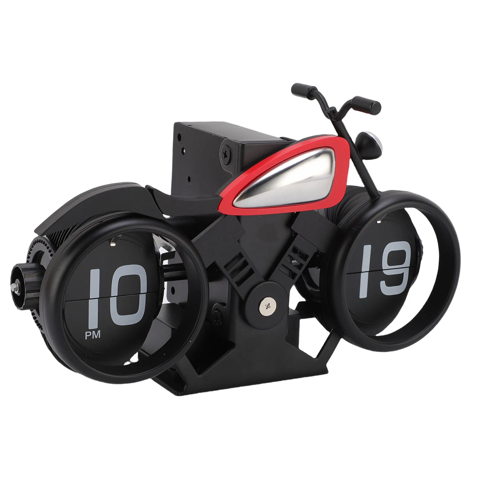 سطح المكتب على مدار الساعة الرجعية دراجة نارية على شكل توقيت وتذكير وظيفة ساعة ميكانيكية ديكور المنزل ساعة الطاولة #2