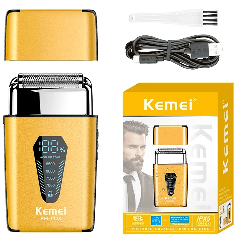 Kemei New Electric Beard Shaver Hair Trimmer Professional Beard Trimmer Hair Trimmers Mini Shaving Machine for Men KM-T123