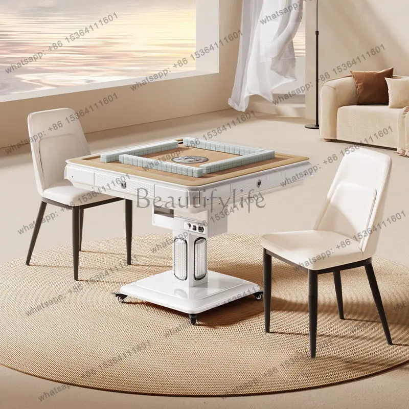 Smart home bass mahjong machine, automatic dining table, dual-purpose heating, electric folding