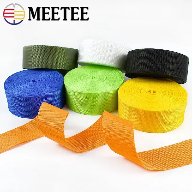 5M 20-50mm Meetee Nylon Webbing Polyester PP Ribbon Tape for Bag Strap Braided Webbings Garment Sewing Bias Trim Decorative Band