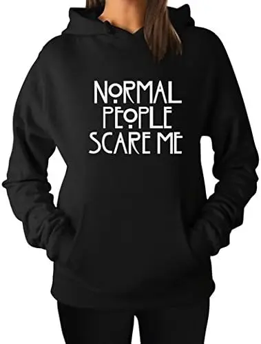 

Autumn\winter Long Sleeve Hooded Normal People Scare Me Funny Letter Graphic Pullover Hoodies Men Women Hoodie