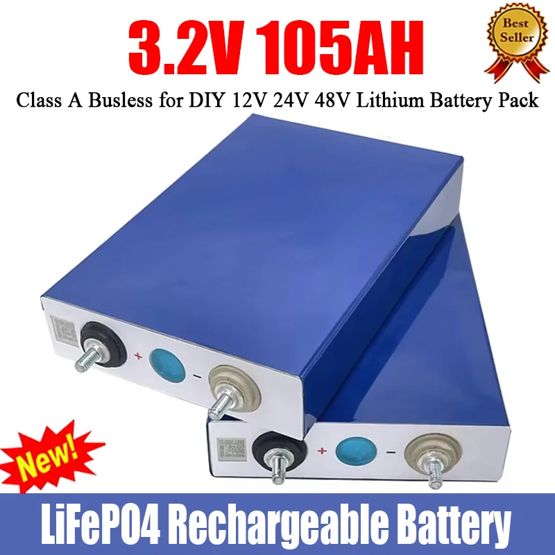 

100% 3.2V 105AH LiFePO4 Battery EVE Rechargeable Battery Class A Busless for DIY 12V 24V 48V Lithium Battery Pack Free Shipping