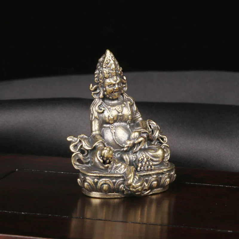 CH Brass Yellow God Of Wealth Tabletop Decoration Xizang Tantric Buddhism Statue Antique Bronze Ware For Worshipping Gods
