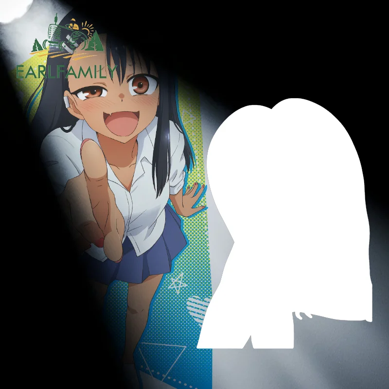 EARLFAMILY Cute Girl Nagatoro Car Sticker Funny Anime Electric Auto Waterproof Scratch-proof JDM Decal Window Trunk Car Label