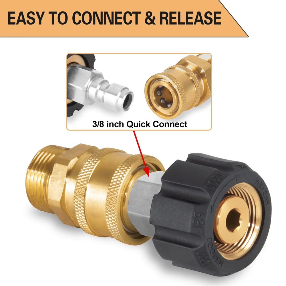 Imagem -03 - Kit Adaptador Lavadora de Pressão Conexão Rápida Latão Arruela de Alta Pressão e Mangueira M22 15 mm M22 14 mm a 8