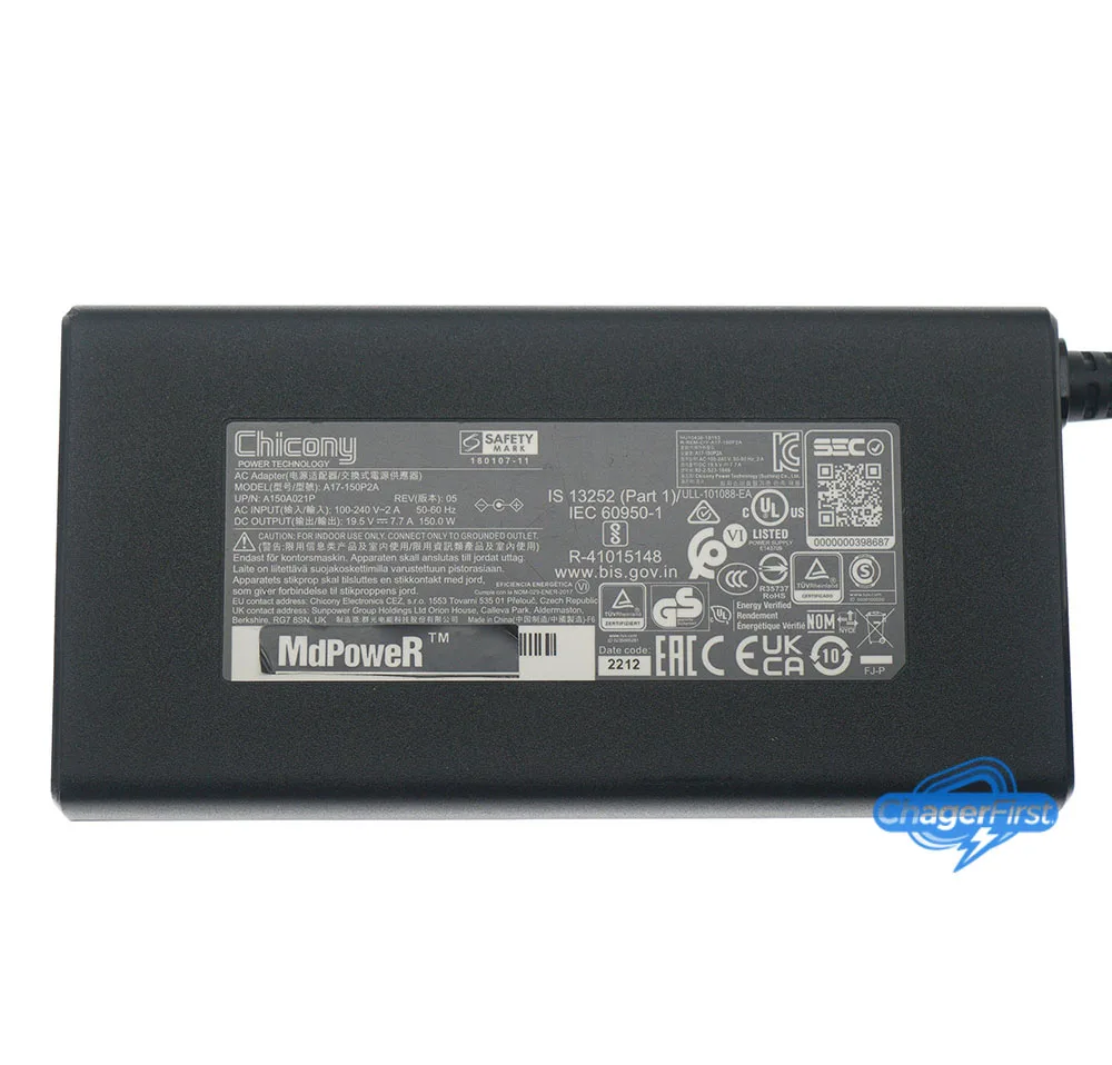 Genuine Chicony A17-150P2A A150A021P 19.5V 7.7A 150W AC Adapter 5.5x2.5mm for MSI GS60 GS70 GE62 GF62 GL62M MEDION