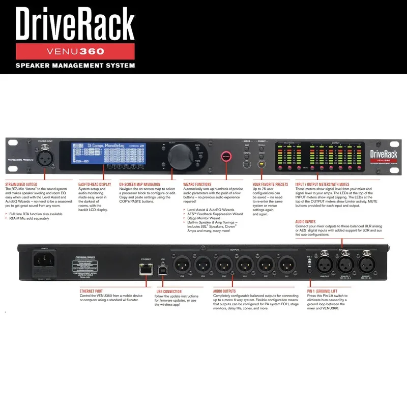 VENU360 3input 6output professional grade audio processor compatible with original software  drivers speakers stage audi