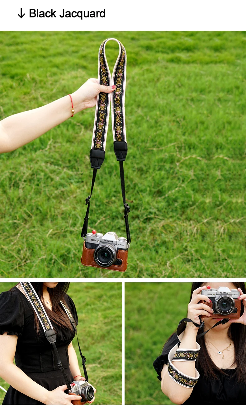 Camera Shoulder Strap Neck Strap Wider Thicker Vintage Retro Long Easy Install Buckle Strap Flower for Sony Fuji Canon Nikon PK