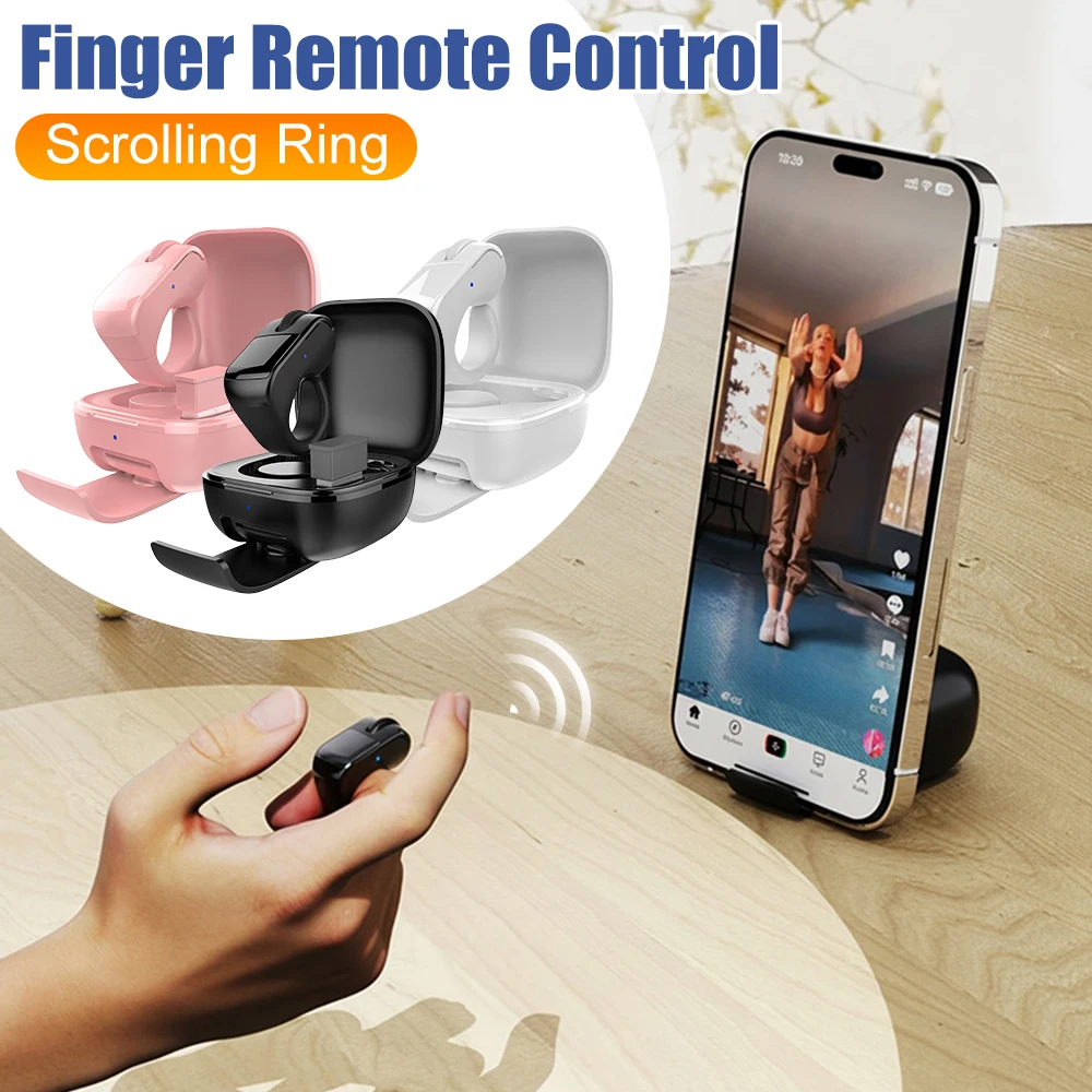

Bluetooth Scrolling Ring Finger Remote Control for Tiktok Remote Mobile Phone Camera Video Remote Control Selfie Page Turner