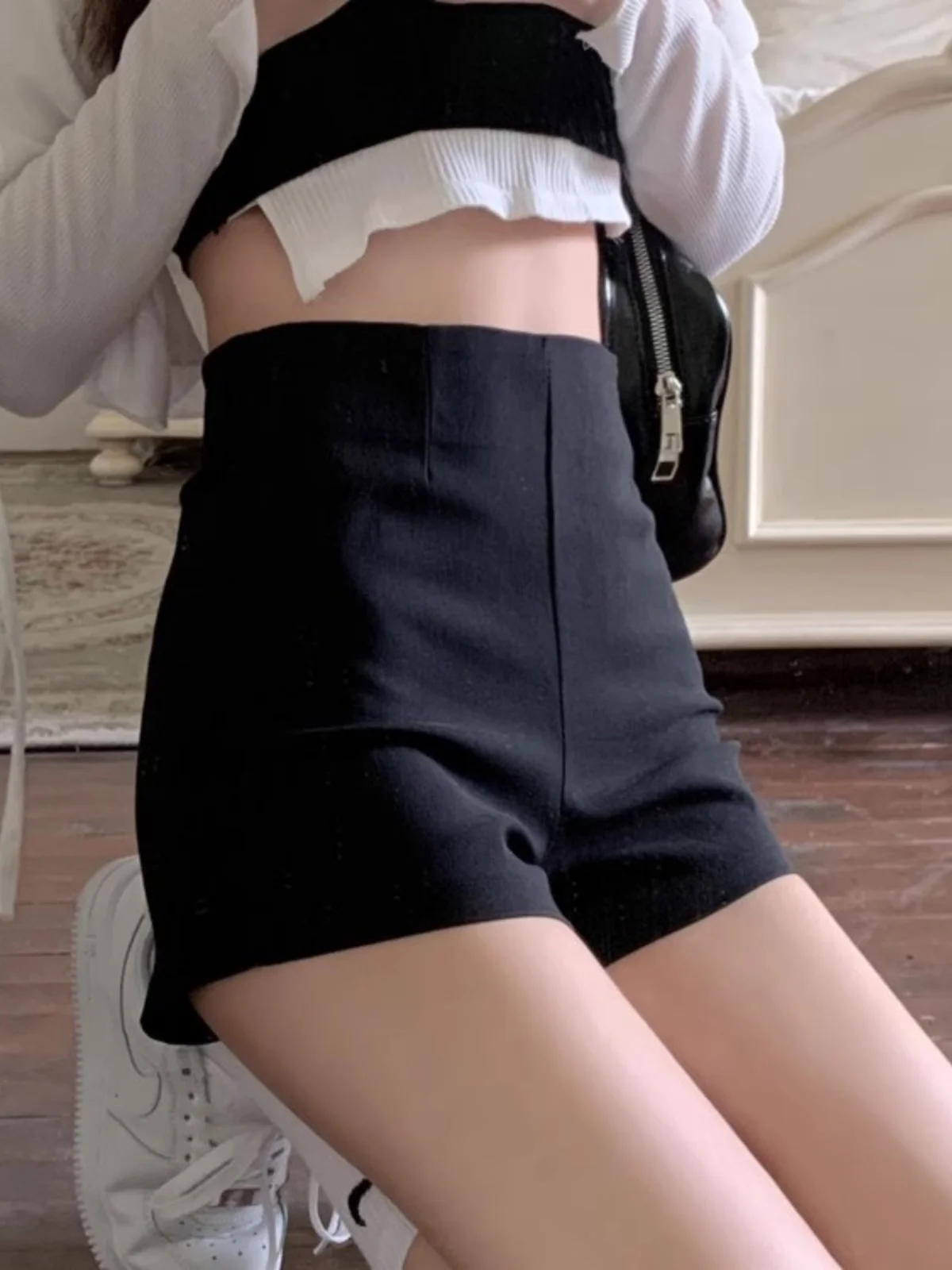 

Шорты с высокой талией для женщин, летние, больших размеров, эластичные, утягивающие, в стиле джаз, модные, для подростков