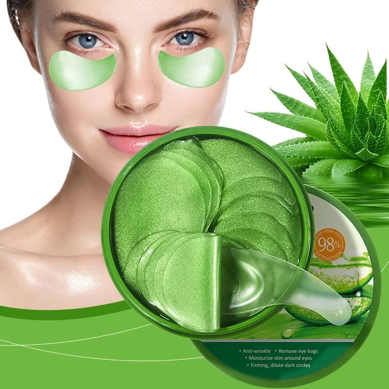 60 stücke Aloe Vera Kollagen Augen Maske Anti Augenringe Entfernung Augen Taschen Feuchtigkeitsspendende Straffende Augenklappen Augen Hautpflege produkte
