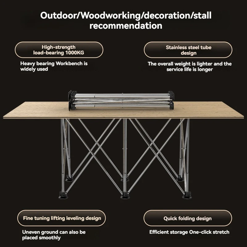 Portable Work Sawhorse Spider Leg Workbench Foldable Strut Work Table Quick Telescopic w/Carry Bag