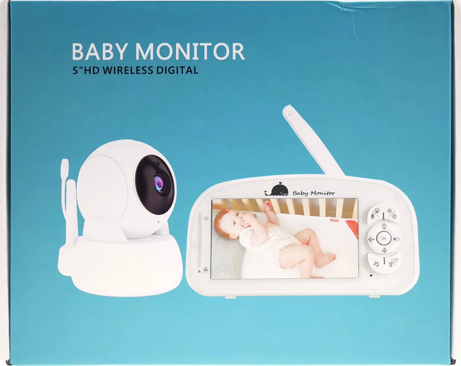 5Inch Screen Temperature Monitoring Intercom Baby Monitor  Wireless PTZ Night Vision Feeding Remind BabySitter Camera