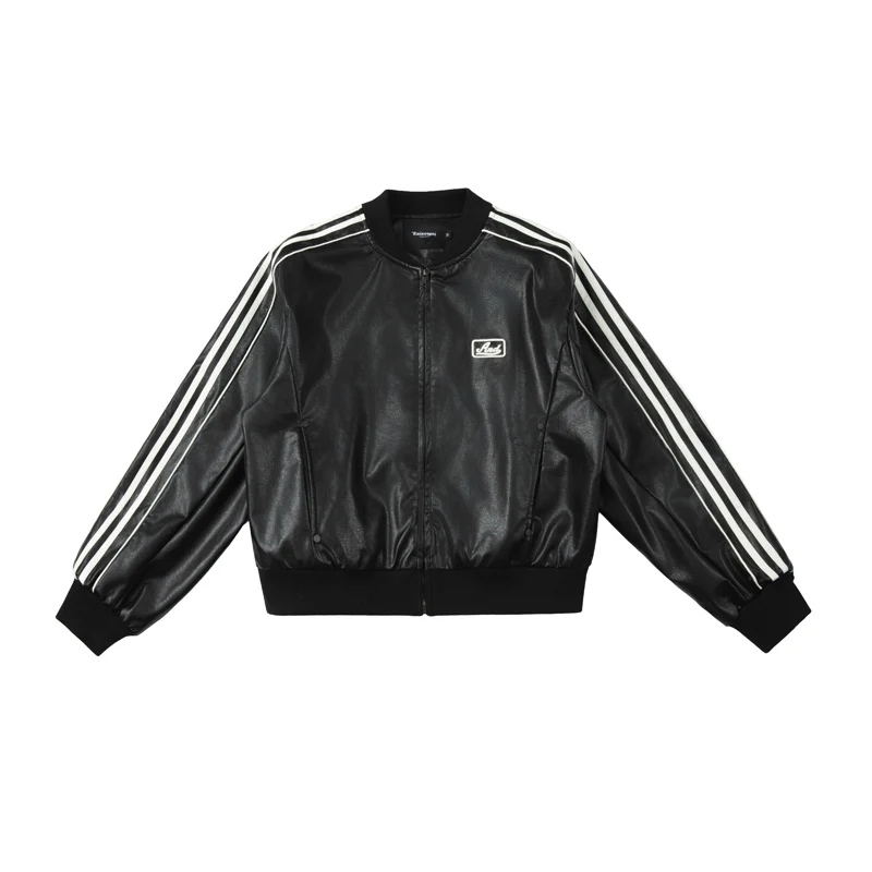 

Autumn Motorcycle Jacket Men Streetwear Fashion Retro Loose Casual Leather Short Bomber Jacket Women Coat