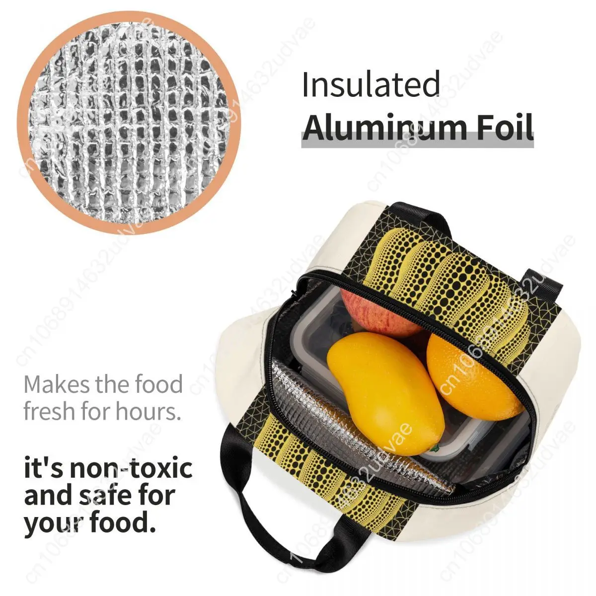 Yayoi Kusama Pumkin Forever 캠핑 여행을위한 절연 점심 가방 추상 미술 휴대용 쿨러 열 도시락 상자 여성 어린이