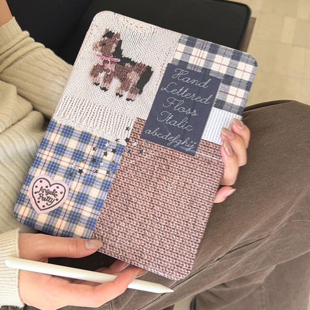 

Retro Grid Pattern Cute Pony Tablet Case for iPad Air 11" 13" Pro 12.9" 9.7" 5th 6th 10.2" 7th 8th 9th 10th Air 3 4 5 6 Cover