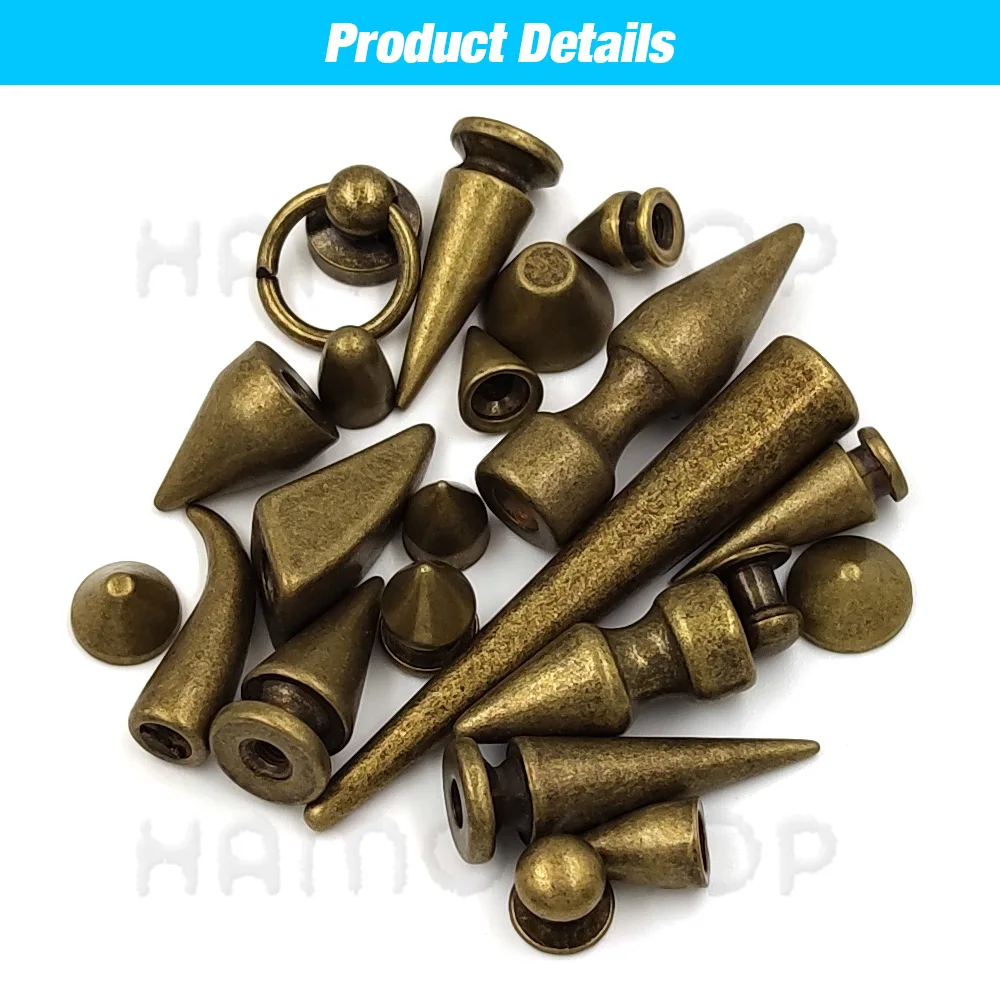 5pcs-50pcs/Sets Copper Bullet Spikes Rivets For Leather Punk Studs and Spikes Screw For Clothes Thorns Patch DIY Crafts Leather