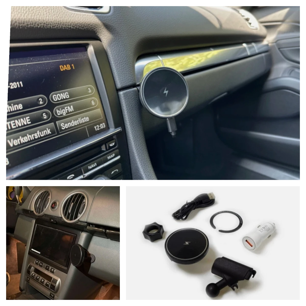 RHD & LHD Phone Mount Charg-er for Porsche Kit Fit for 991/981/718, 911 Cayman, Boxster