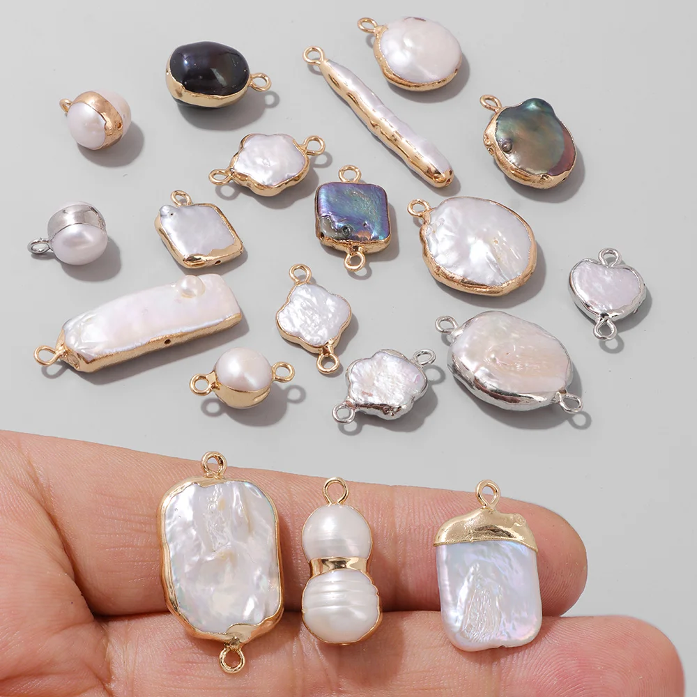 2PCS/lot Fashion Natural Pearl Pendant Irregular Baroque Pearls Connector For Jewelry Making Diy Women Necklace Bracelet Earring