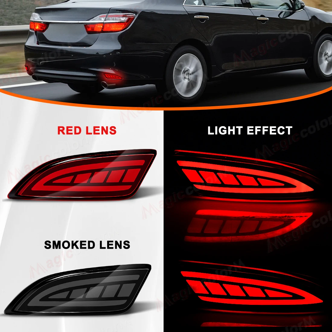 

Для Toyota Camry 2015 2016 светодиодные отражатели заднего бампера автомобиля, ходовые динамические плавные указатели поворота, стоп-сигналы, сигнальные лампы 12 В