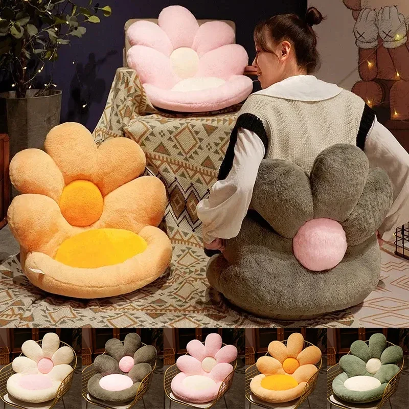 

Flower Pillow Office Chair Lumbar Back Cushion Cute Plush Sofa Throw Pillows Soft Elastic Decor Cushions Winter Oreiller