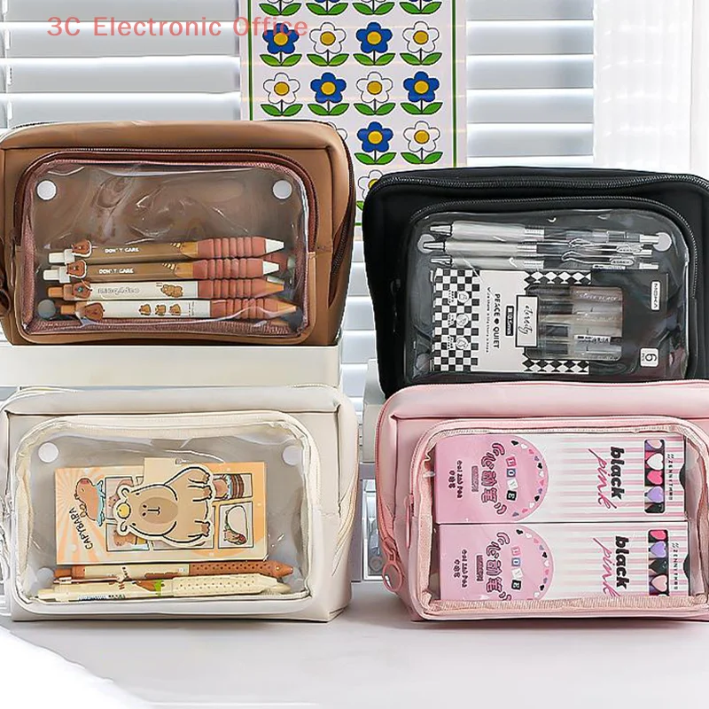 حقيبة أقلام رصاص واسعة مكونة من 9 طبقات مع حافظة أقلام قابلة للفصل على الوجهين وحقيبة تخزين متعددة الاستخدامات، حقيبة قرطاسية بسيطة قابلة للطي #2