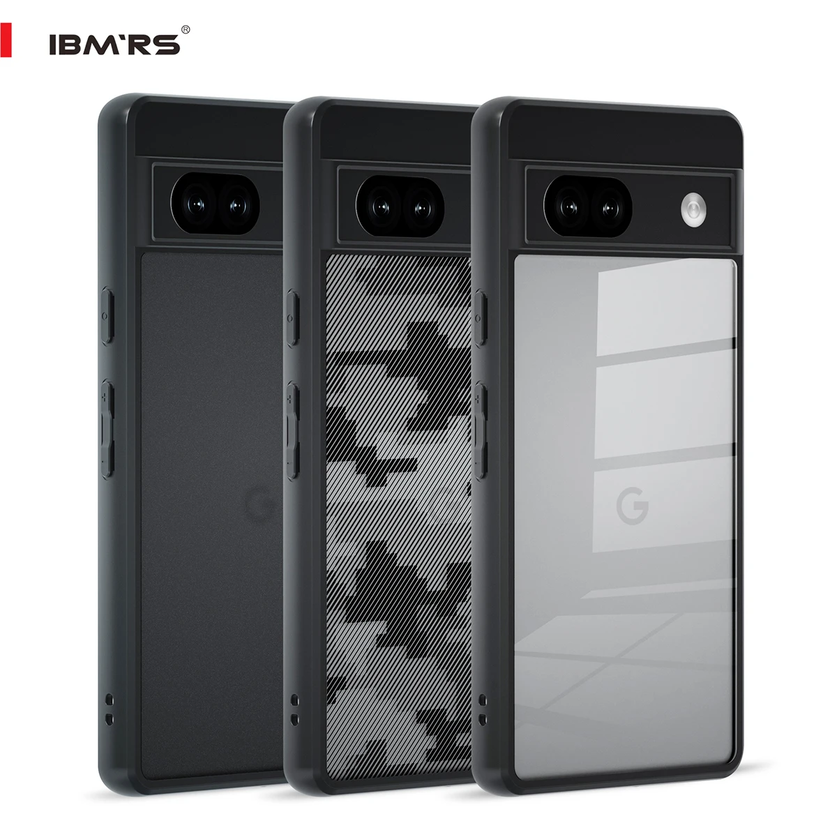 IBMRS-transparent back cover for Google Pixel 7A, camouflage, PC, hard, soft edges, airbag, shockproof, for business