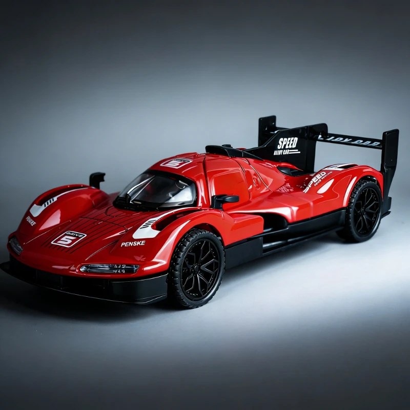 

Модель спортивного автомобиля 1:32 из сплава, гоночная модель 963, детская игрушка со звуком и светом, откатным механизмом и открывающимися дверями, подарок