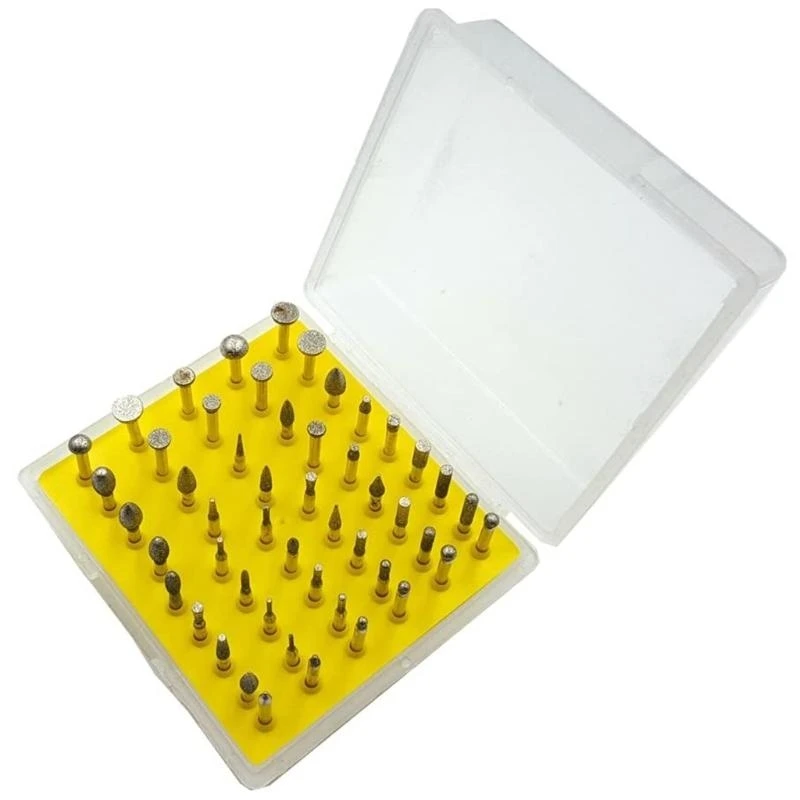 

E06B 50x/Set Diamond Coated Grinding for Head Carving Burrs Set 1/8-Inch Shank for glass cemented stones processing Rotary To