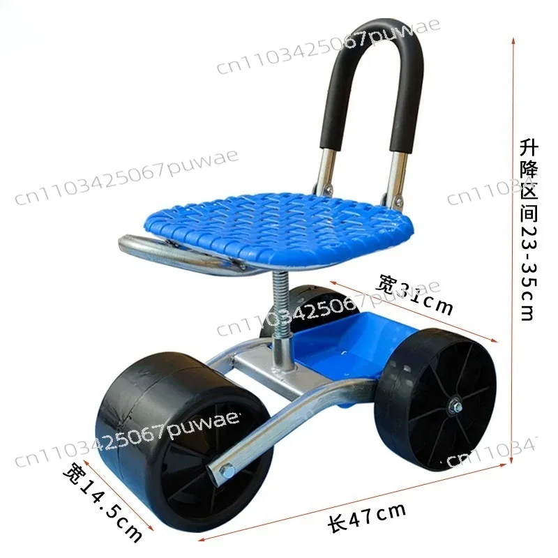 Garden Work Artifact Agricultural Small Stool Mobile Seat with Wheel Lazy Man Car Picking Rotating Tool Cart