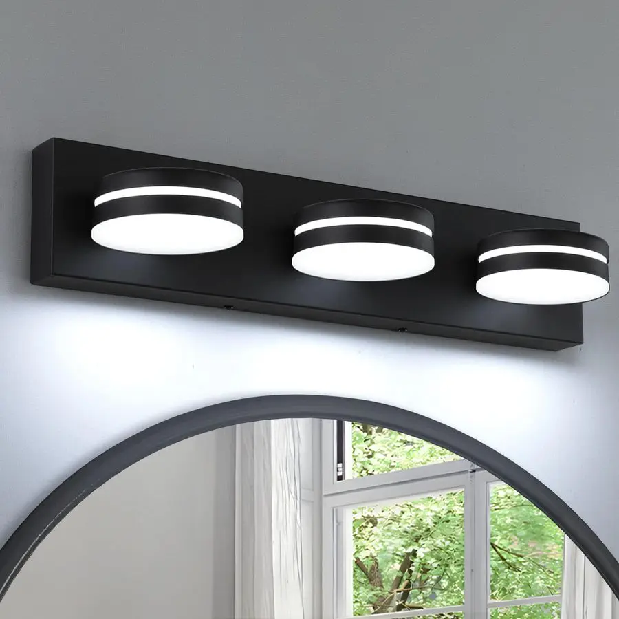 

Bathroom Vanity Light Over Mirror, 24inch Dimmable Matte Black LED Vanity Lighting Fixtures, Modern Bathroom Wall Light Fixtures