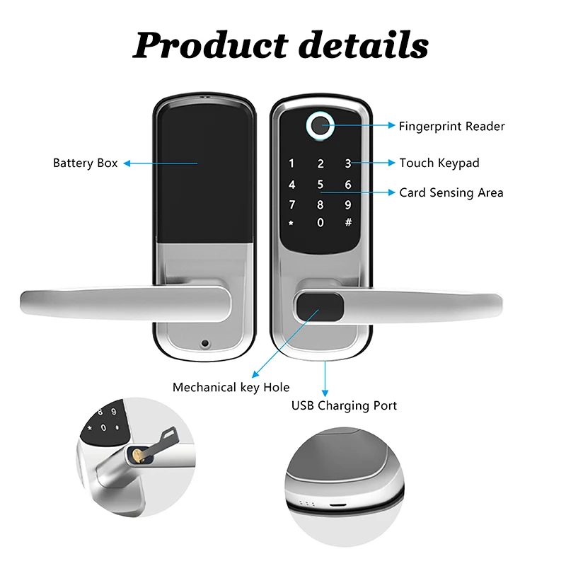 Imagem -03 - Hotel Inteligente Alça de Bloqueio ic Cartão Bluetooth Ttlock App Desbloquear Opcional Hub Wifi Fechadura da Porta Digital Aluguel Apartamento Bloqueio