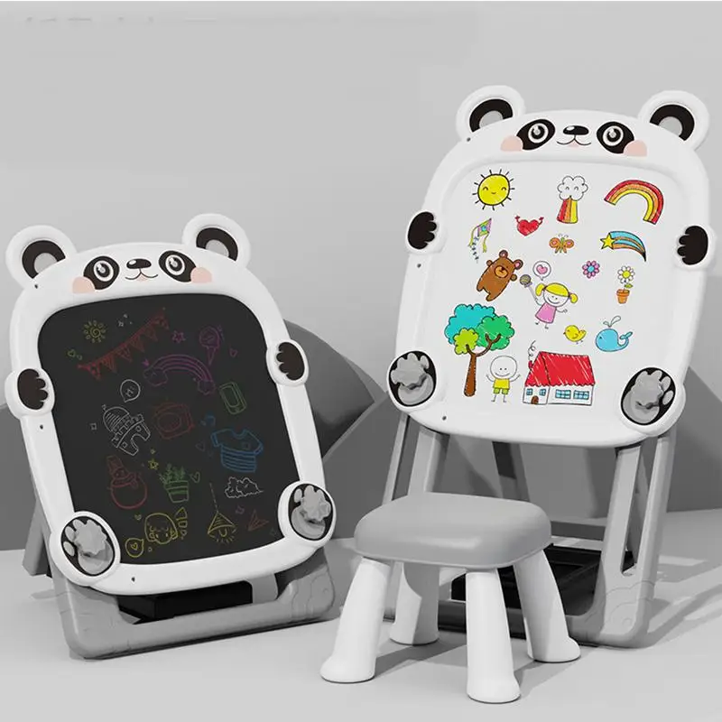 سبورة سوداء مغناطيسية قابلة للتعديل، سبورة بيضاء مغناطيسية على الوجهين، دعامة قابلة للطي، سبورة طباشير مغناطيسية ولوحة بيضاء