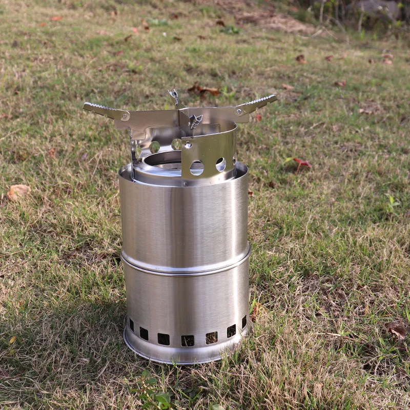 Outdoor Picnic Portable Stainless Steel Folding Firewood Stove Alcohol Stove Windproof Picnic Stove Barbecue Stove Camping Stove