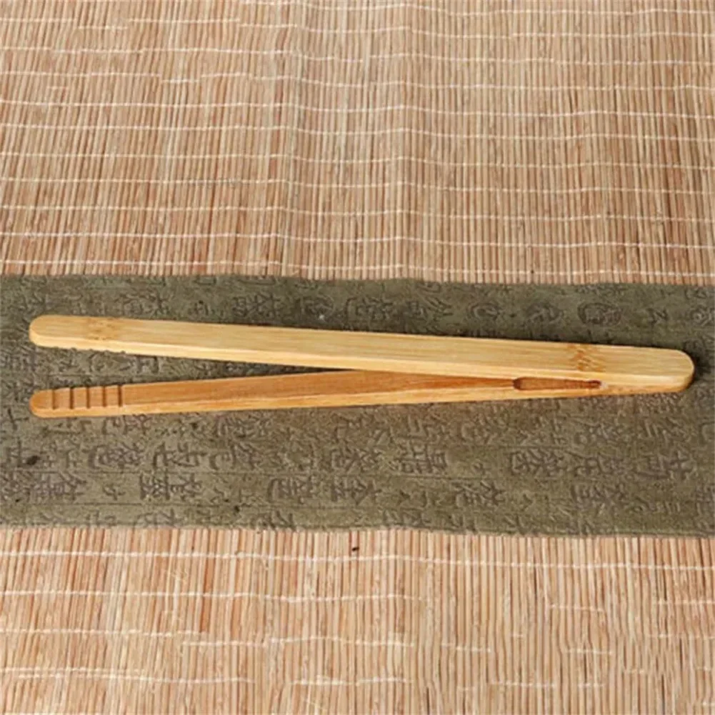 2PCS 18cm Natural Bamboo Wooden Food Toaster Tongs Tea Clip Tweezers For Toast Pickles Tea Cooking Kitchen Accessories