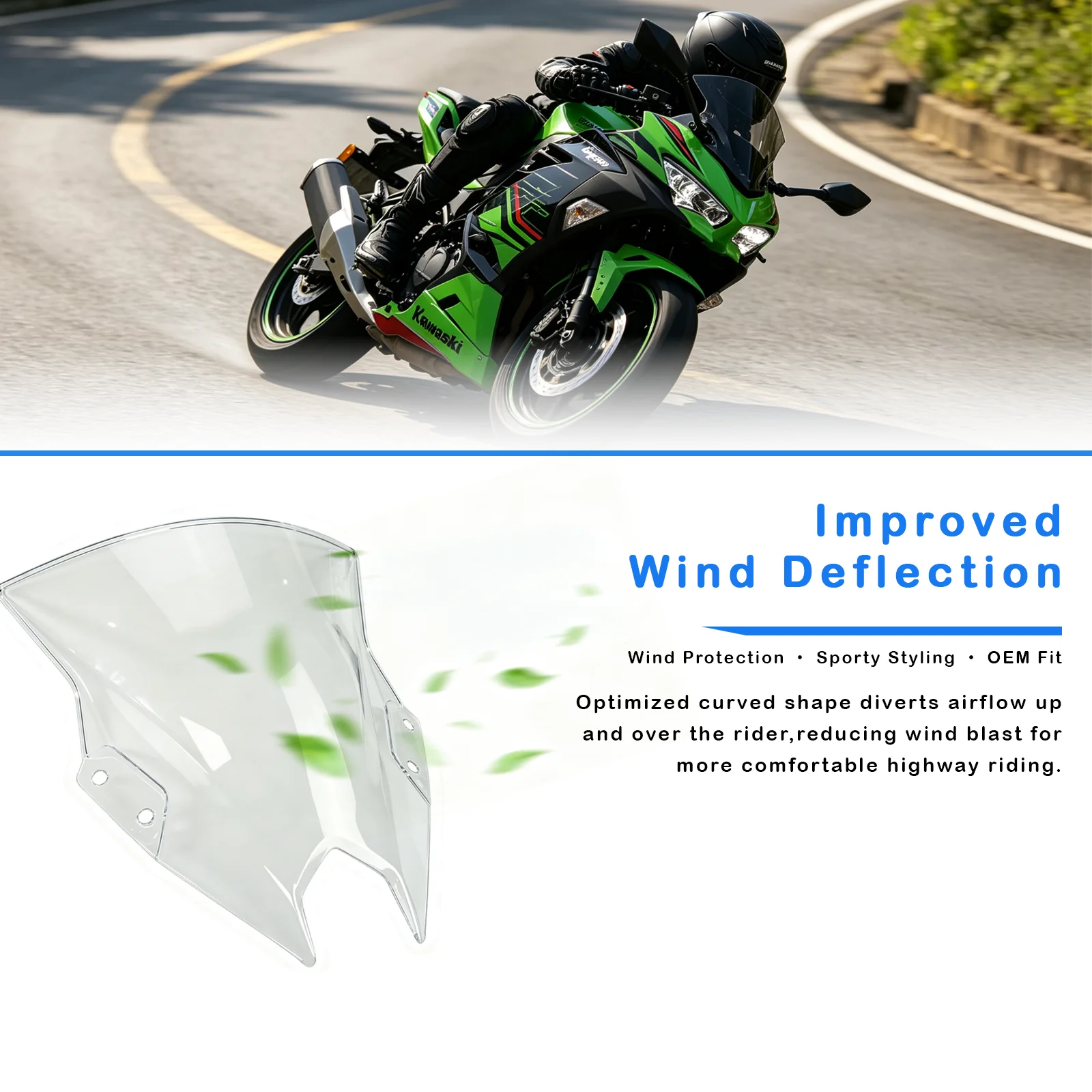 For Kawasaki Ninja 500 SE 2024 2025 Double Bubble PMMA Windshield Clear Black Racing Aerodynamic Wind Deflector Accessories