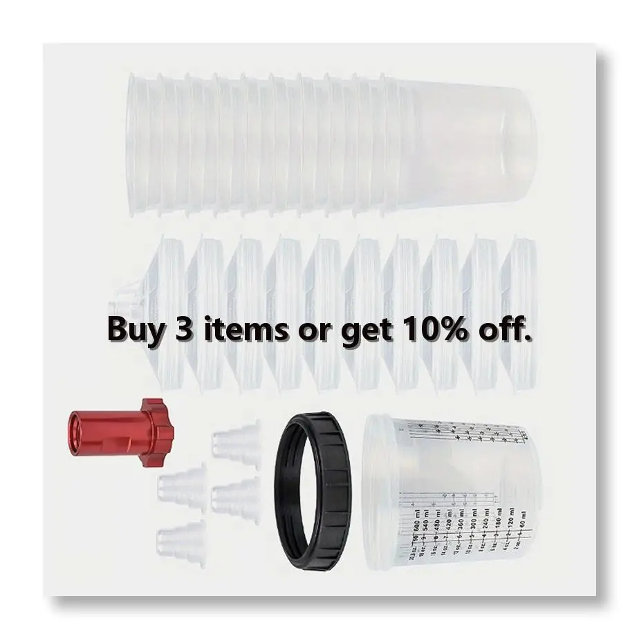 ✼600ml Disposable Paint Cup with Connector Sprayer Cup Paint Mixing Cup Type H/O Quick Cup Spraying 16X1.5MM Internal
