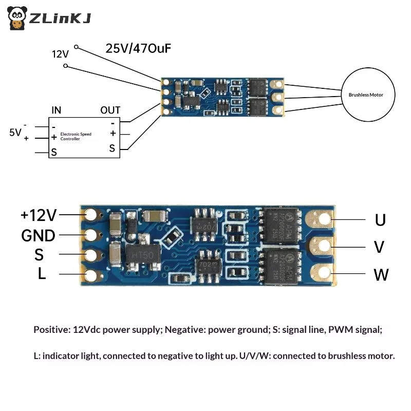 ▶2S-3S DC 5V-16V 8A Mini RC Model Brushless ESC PWM Motor Driver ESC Board DL03 Micro Brushless ESC Controller