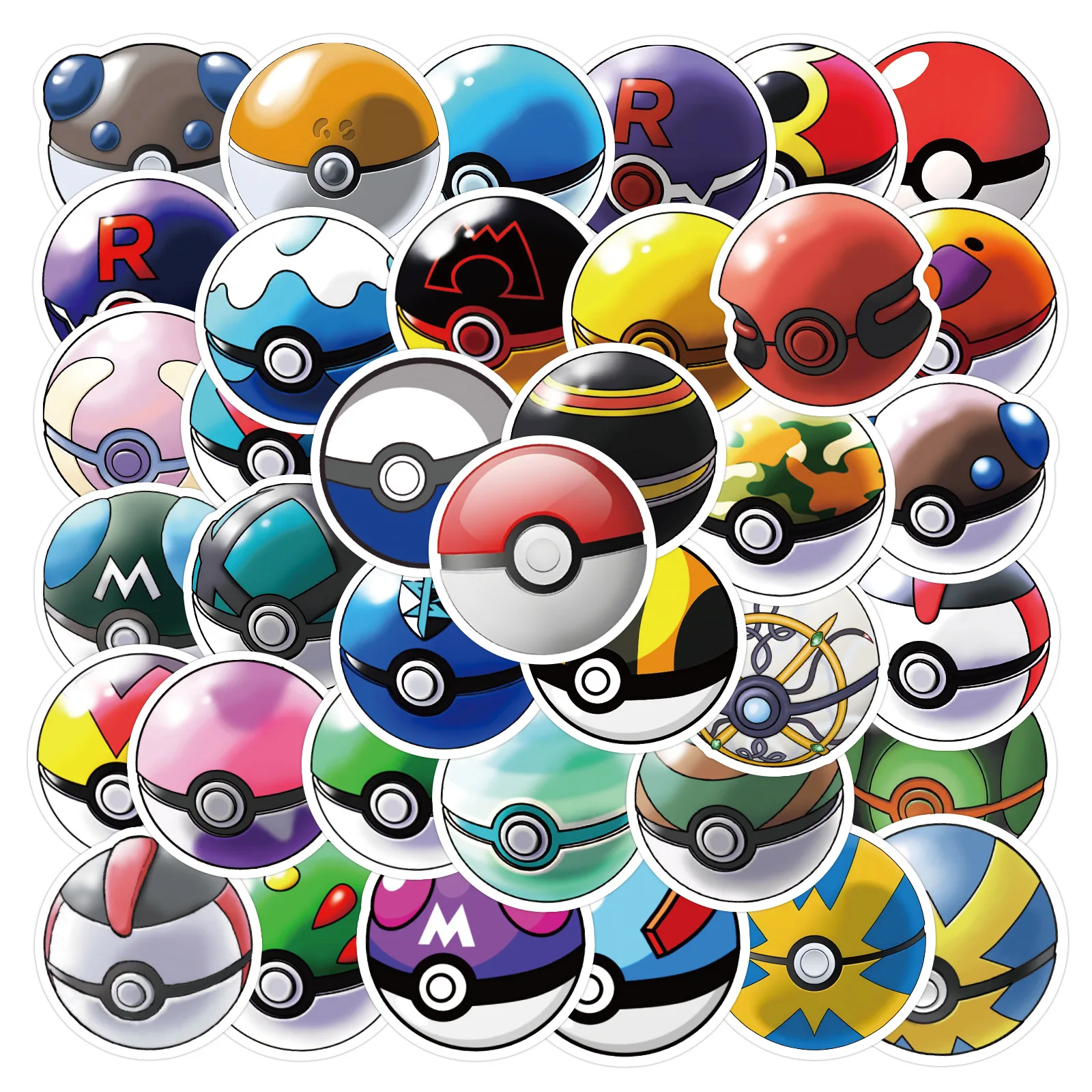 50Pcs Anime Pokemon Elf Ball Stickers Cartoon Decals DIY Kid Toys Luggage Car Bike Skateboard Stationery Graffiti Sticke