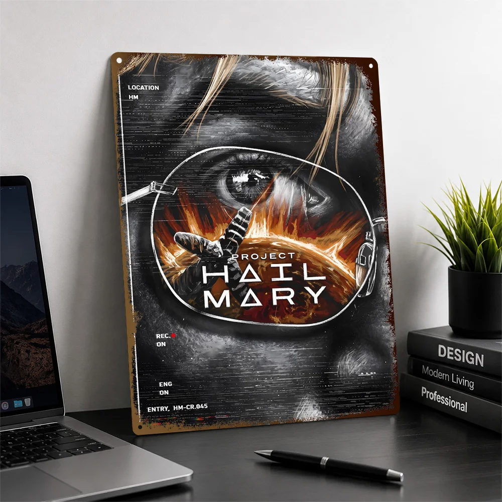 Project Hail Mary Helmet Eye Cover Printed Poster Customized Metal Sign Cosmic Screen Style Wall Art Entertainment Space Decor