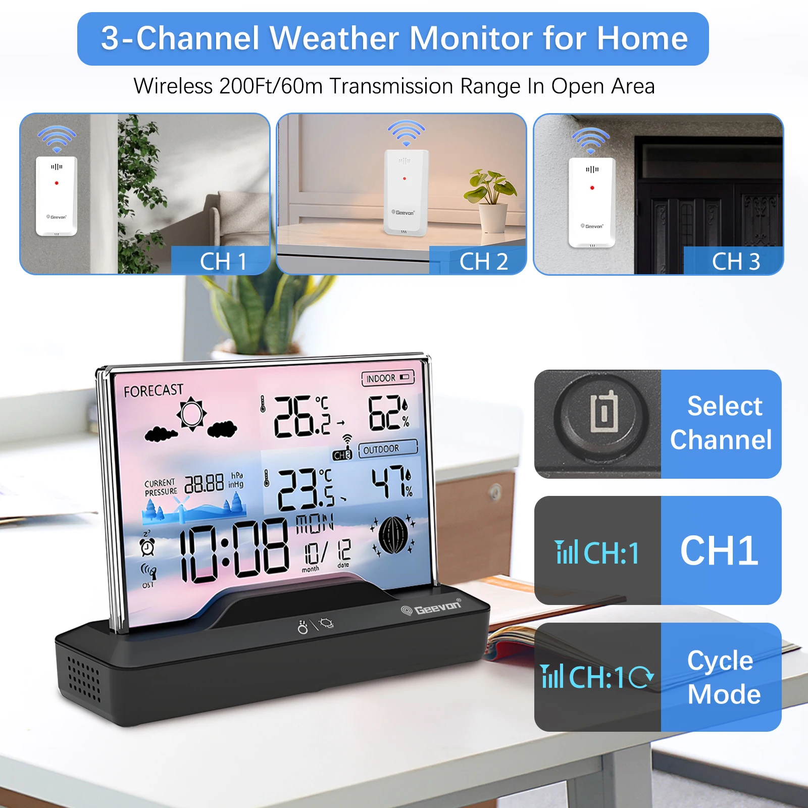 สถานีตรวจอุณหภูมิไร้สาย Geevon - Weather Station Indoor บทวิจารณ์และราคา