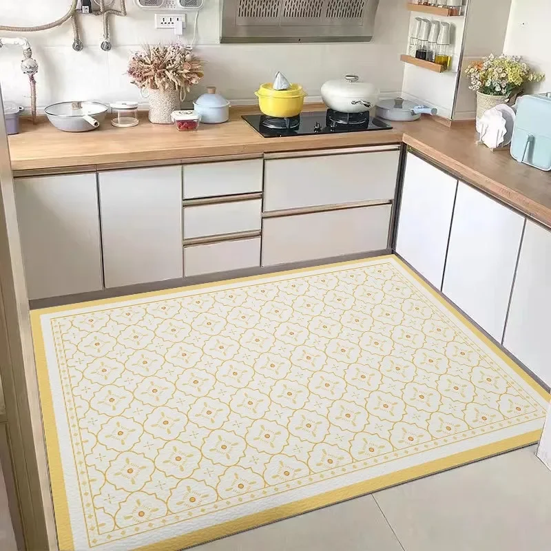 

Bathroom Anti Slip Washable Home Decoration Rug Simple Fresh Kitchen Carpet PVC Leather Dirt Resistant Oil-proof Floor Mat 러그