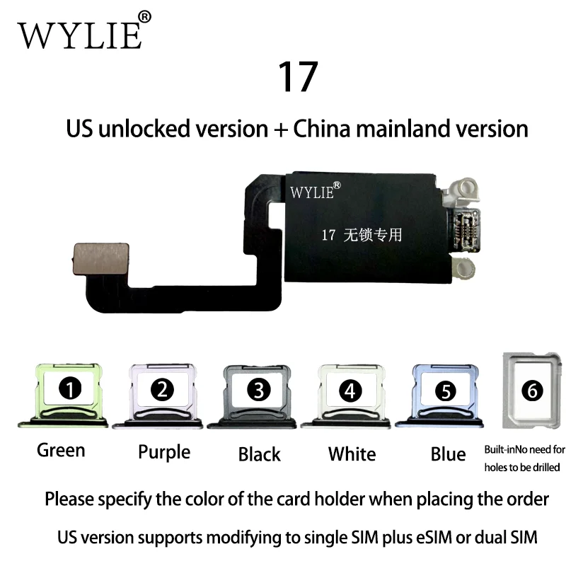 Wylie For iPhone 17 US Version + China Mainland Version Replacement Support Modify Single SIM Plus eSIM or Dual SIM Repair Tools