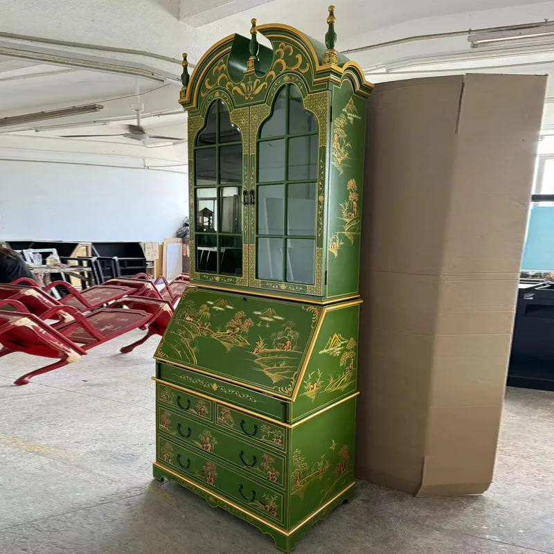 LTT green glass bookcase bright paint Bogu cabinet high-end display cabinet