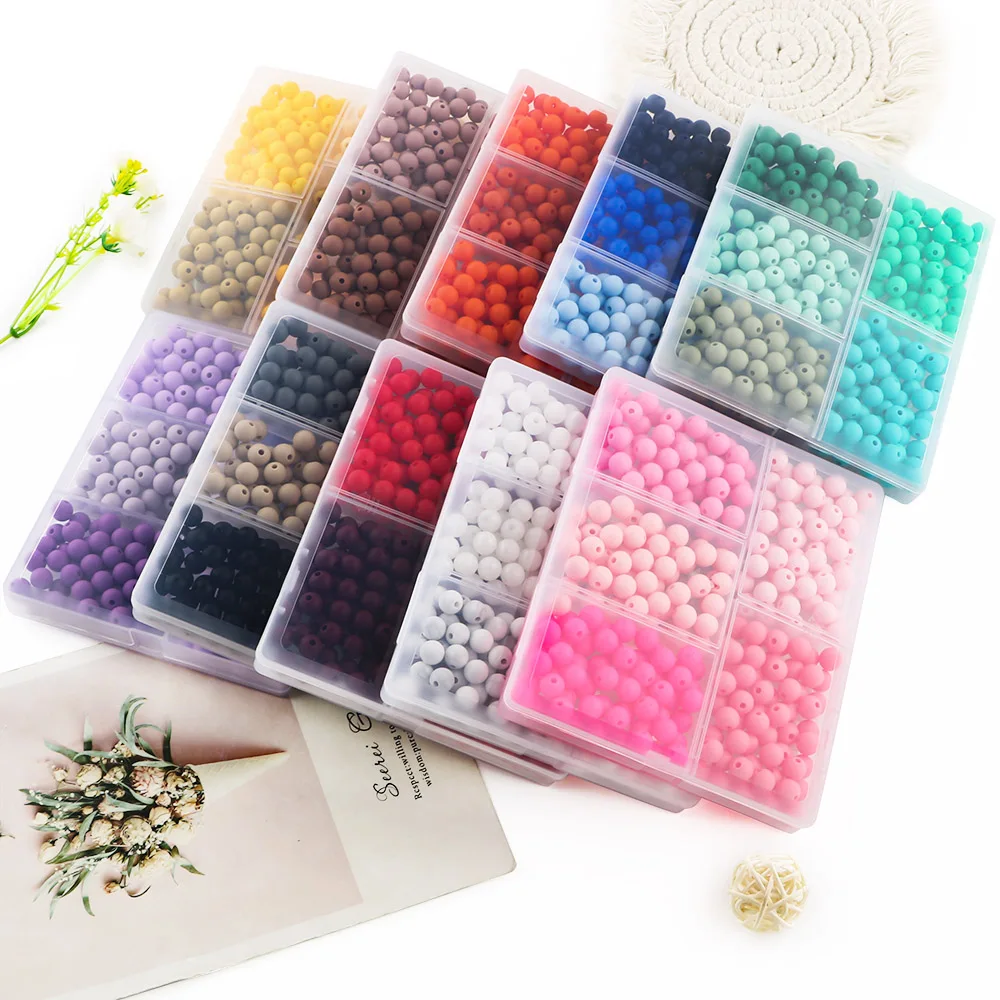 

300Pcs/Box 9mm Round Silicone Beads Loose Silicone Beads For Jewelry Making DIY Bracelet Necklace Keychain Accessories