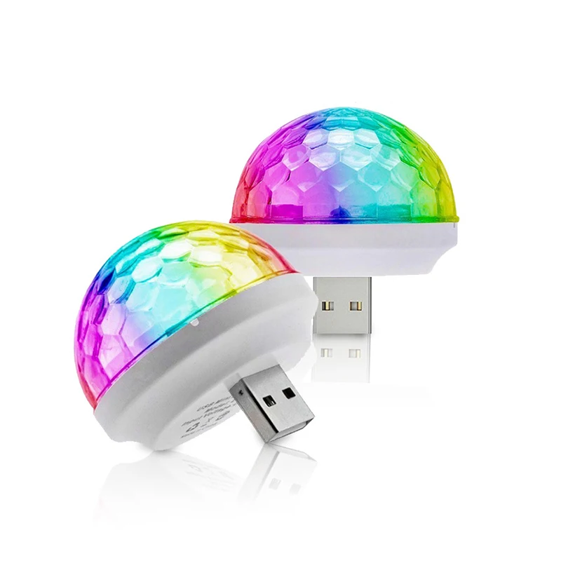 2pcs Mini RGB LED Stage Light Bulb Disco DJ Home Party Portable USB Ball Colorful Lamp Bar Club Mini USB Atmosphere Light