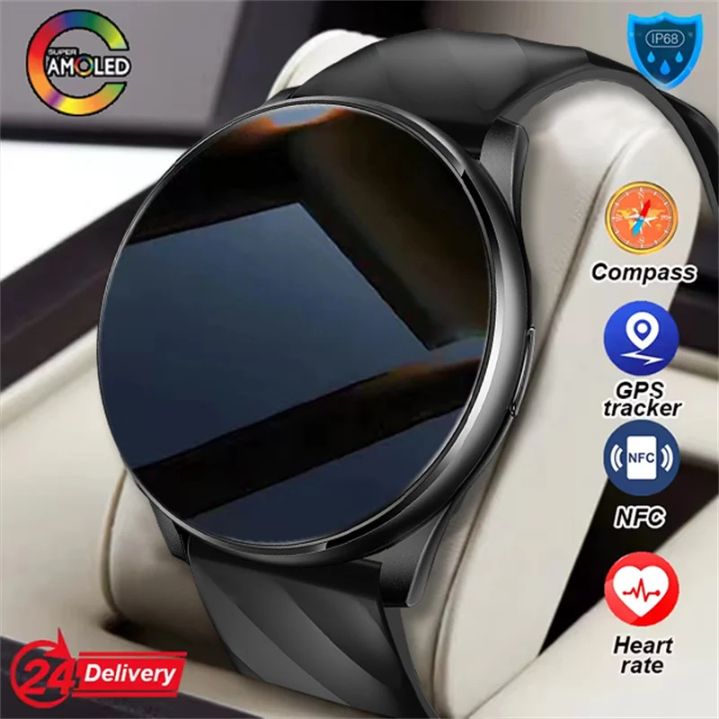 

2024 New For HUAWEI Outdoor Sports Smart Watch Men AMOLED Screen GPS Track Heart Rate 1ATM Waterproof Bluetooth Call SmartWatch