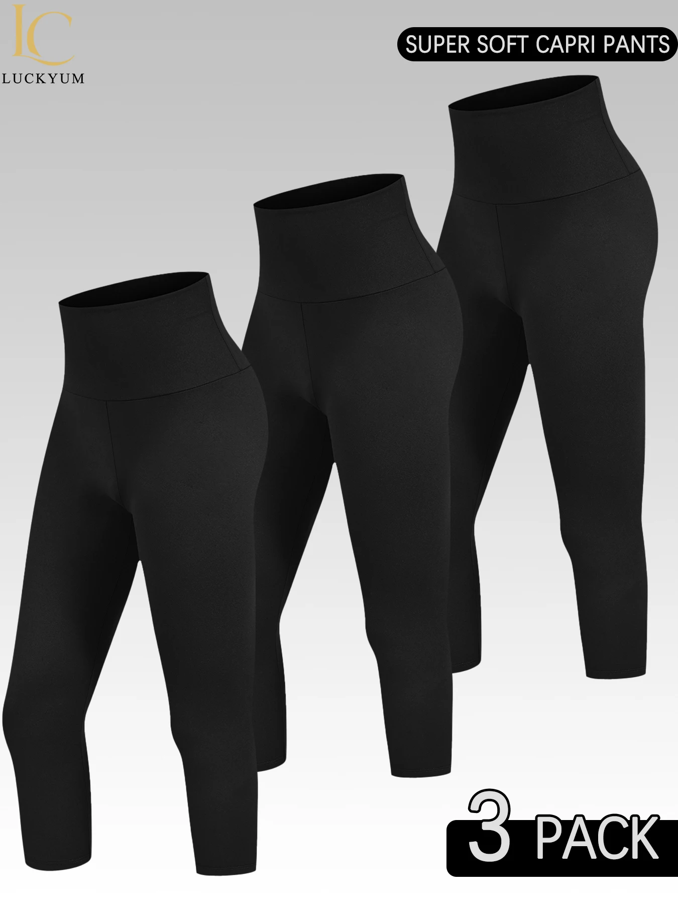 

Комплект из 3 женских капри с высокой талией, супермягкие леггинсы с контролем живота, без прозрачных тренировок, йоги, бега, спортивных леггинсов с эффектом пуш-ап для спортзала